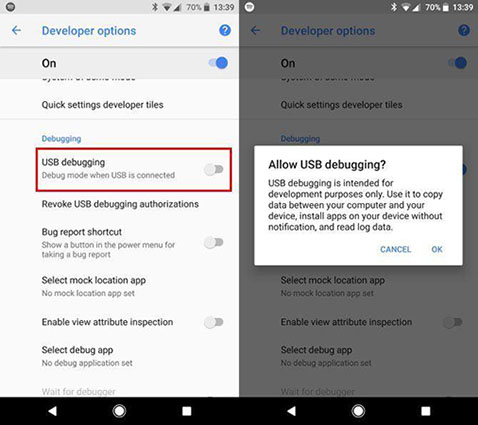 enable usb debugging on android with broken black screen