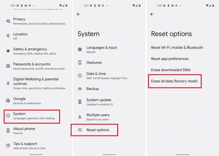 Android Erase All Data
