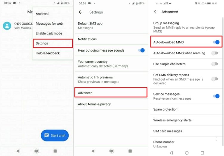 why mms not working on android