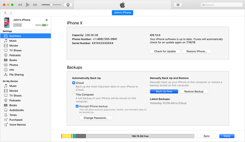 itunes backup iphone