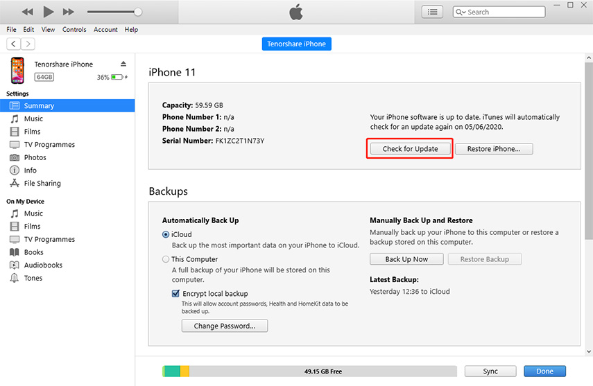 fix verifying update by updating iphone
