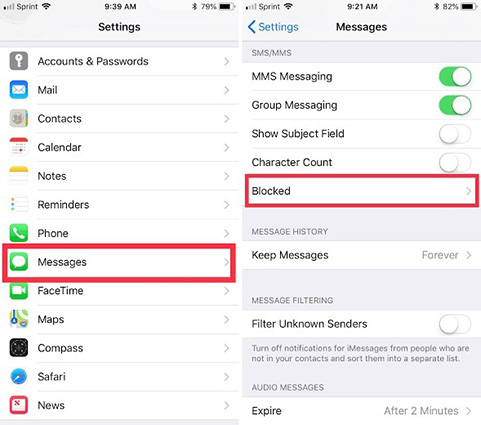 check up the blocking feature ios