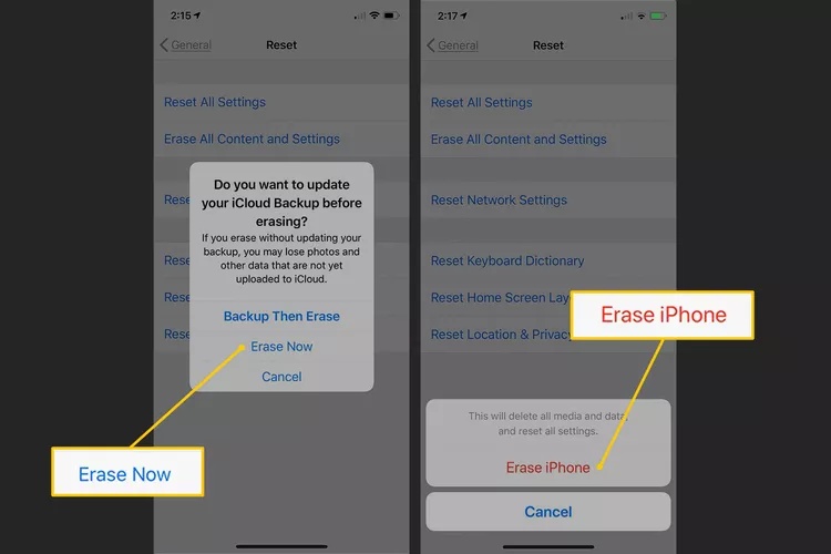 Enter Passcode and Erase Iphone Data