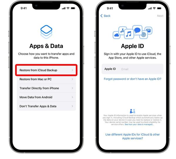 restore from icloud backup after downgrade