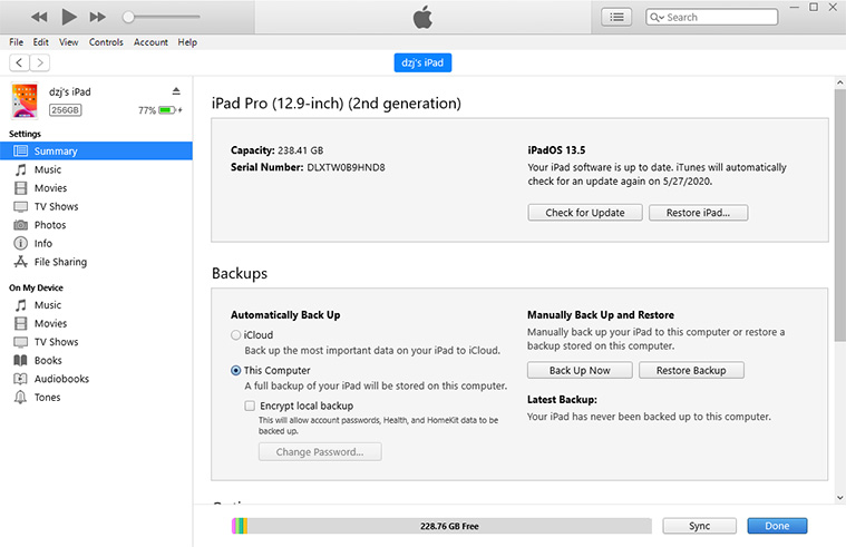 restore ipad using itunes