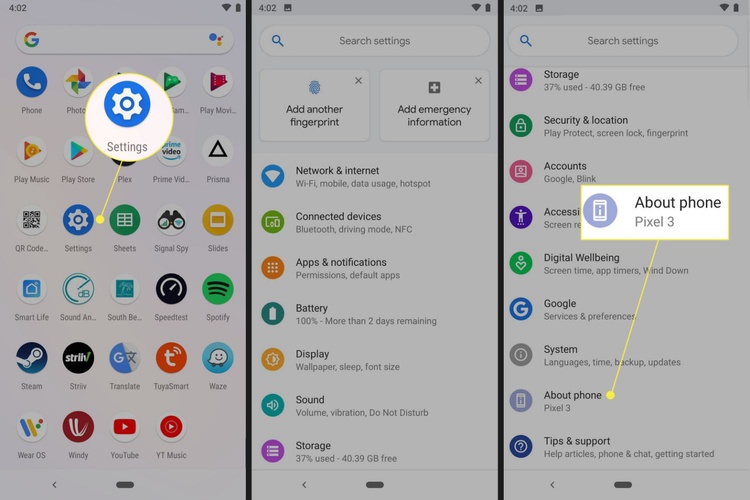 About Phone in Android