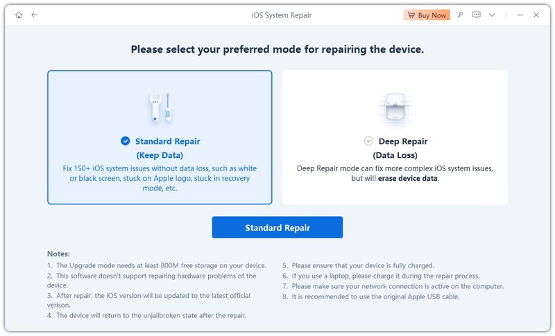 Standard Repair Mode Option