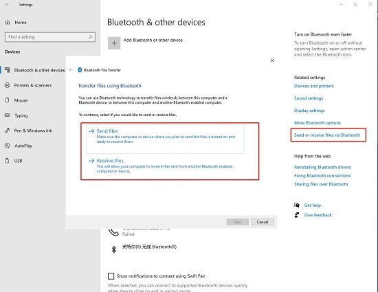 transfer photos to pc via bluetooth