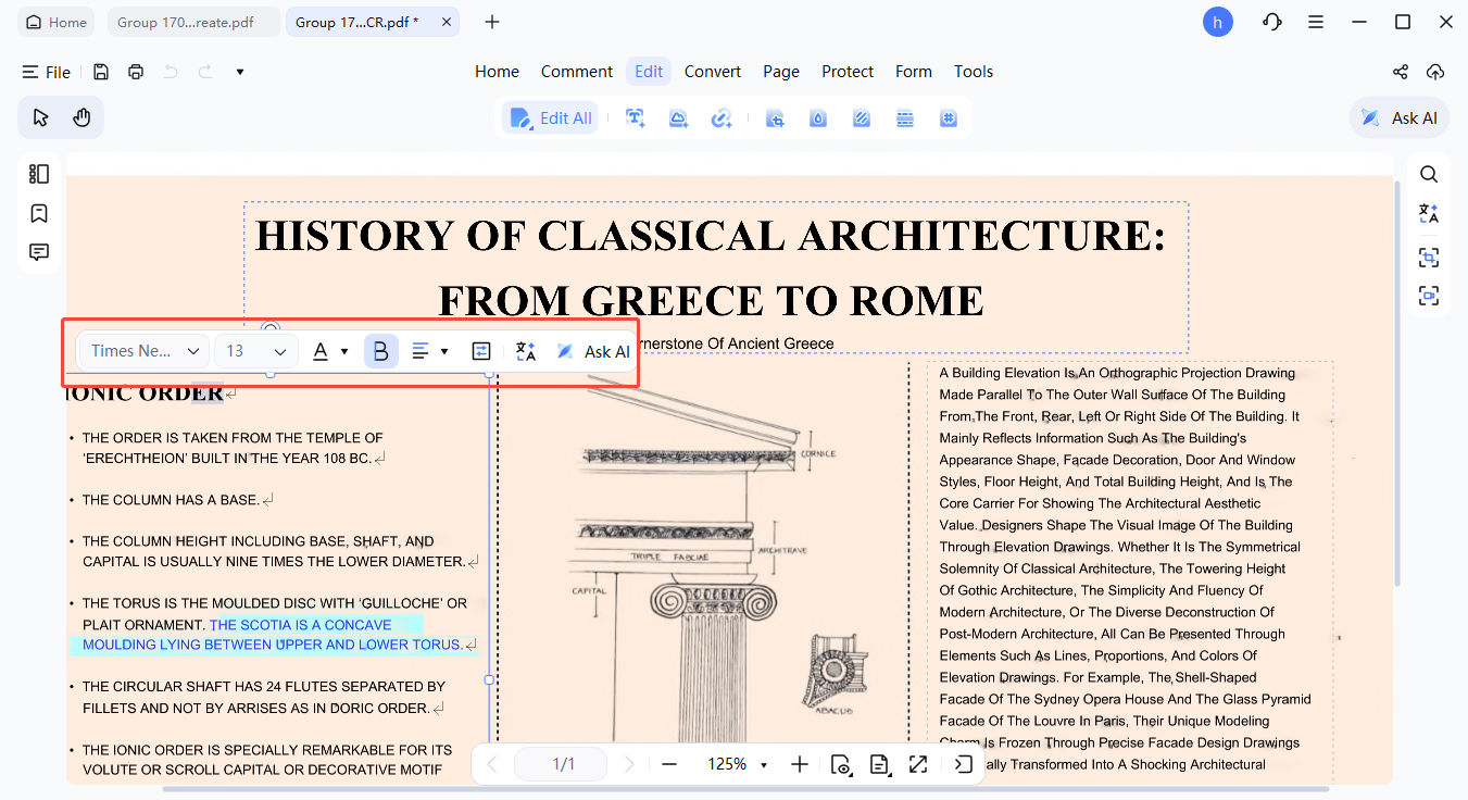 select text