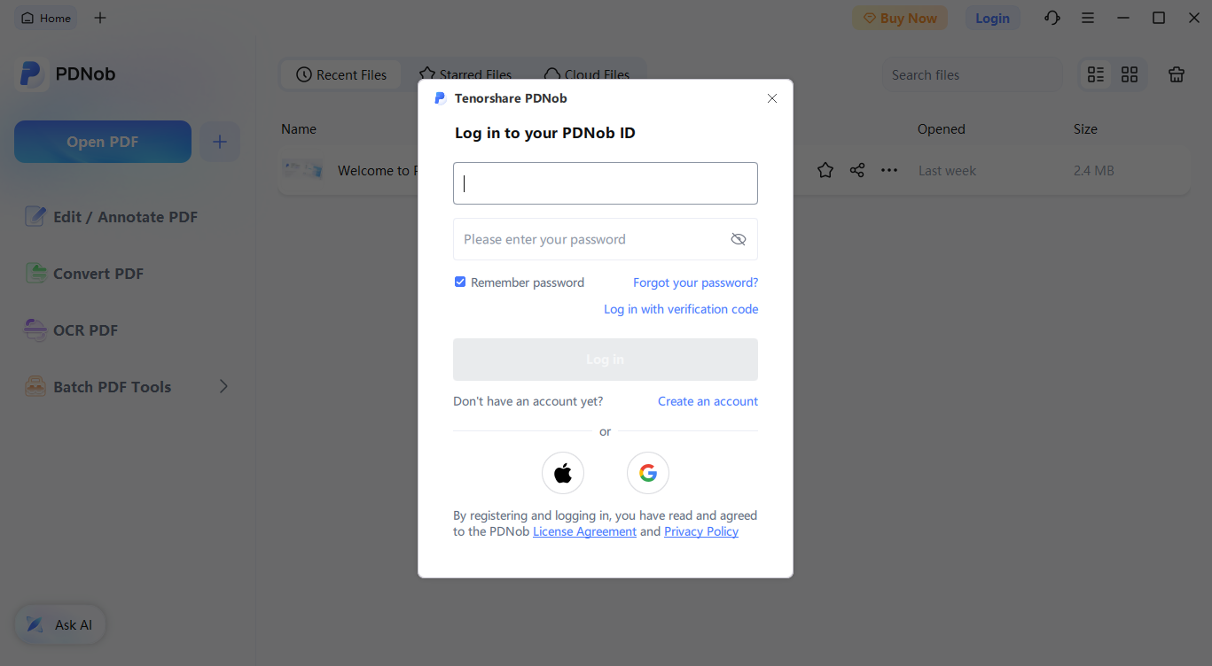 log in pdnob