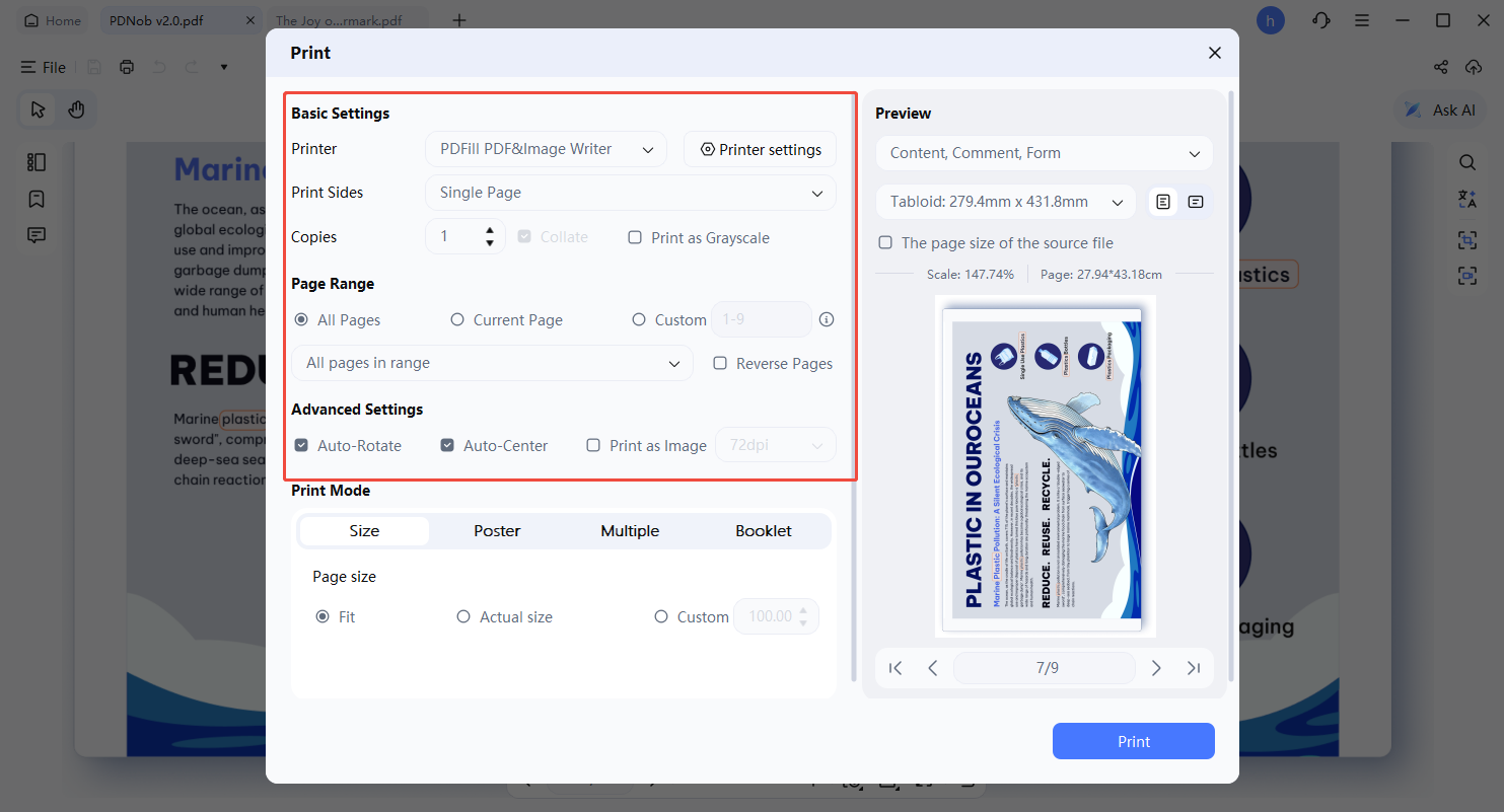 print settings