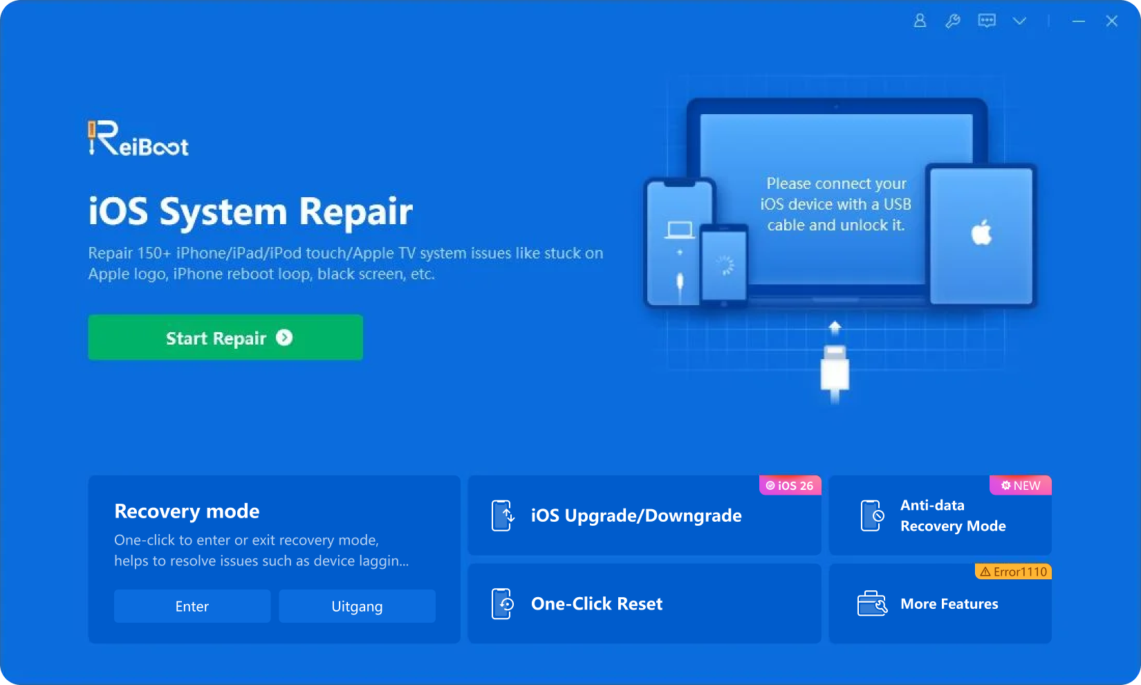 fix iphone issues by reiboot step 1